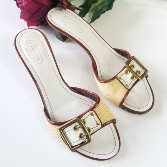 Coach Kattie woven mules kitty heel slip on - Picture 1 of 3